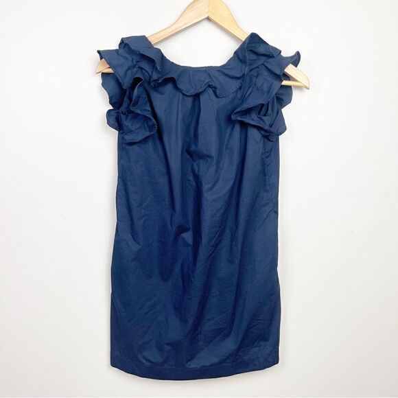 Crewcuts J. Crew Girl’s Dress Navy Ruffle Open Back Size 10 - Picture 1 of 4